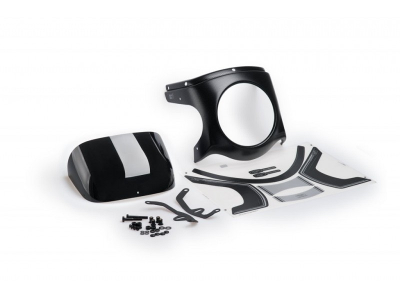 Windshield universal PUIG SEMI-FAIRING 9516N carbon look Negru