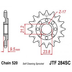 Pinion fata JT JTF 284-14SC 14T, 520 Self Cleaning Lightweight Pinion fata JT JTF 284-14SC 14T, 520 Self Cleaning Lightweight