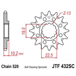 Pinion fata JT JTF 432-13SC 13T, 520 Self Cleaning Lightweight Pinion fata JT JTF 432-13SC 13T, 520 Self Cleaning Lightweight