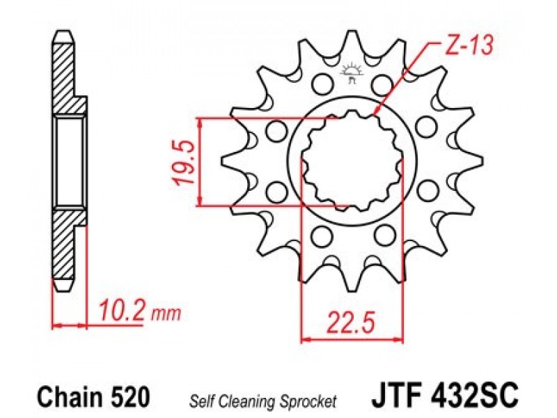 Pinion fata JT JTF 432-14SC 14T, 520 Self Cleaning Lightweight Pinion fata JT JTF 432-14SC 14T, 520 Self Cleaning Lightweight