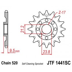 Pinion fata JT JTF 1441-14SC 14T, 520 Self Cleaning Lightweight Pinion fata JT JTF 1441-14SC 14T, 520 Self Cleaning Lightweight