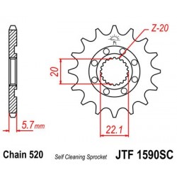 Pinion fata JT JTF 1590-13SC 13T, 520 Self Cleaning Lightweight Pinion fata JT JTF 1590-13SC 13T, 520 Self Cleaning Lightweight