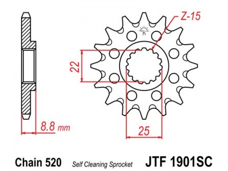 Pinion fata JT JTF 1901-13SC 13T, 520 Self Cleaning Lightweight Pinion fata JT JTF 1901-13SC 13T, 520 Self Cleaning Lightweight