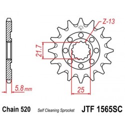 Pinion fata JT JTF 1565-13SC 13T, 520 Self Cleaning Lightweight Pinion fata JT JTF 1565-13SC 13T, 520 Self Cleaning Lightweight
