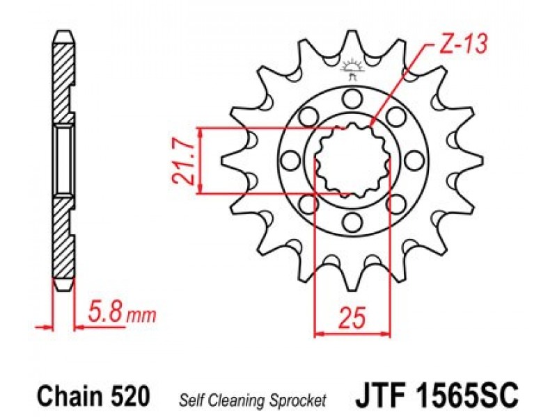 Pinion fata JT JTF 1565-13SC 13T, 520 Self Cleaning Lightweight Pinion fata JT JTF 1565-13SC 13T, 520 Self Cleaning Lightweight