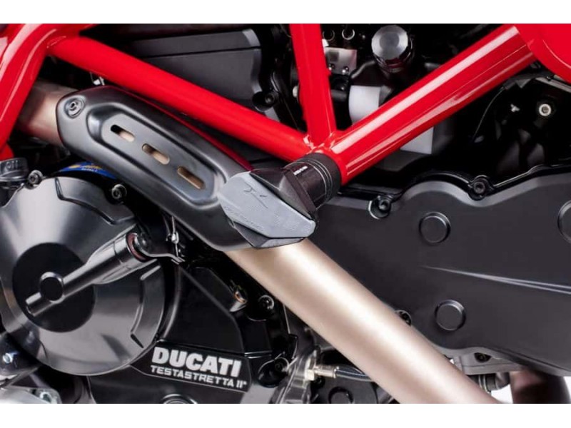 Frame sliders PUIG R12 6557N black with grey rubber Frame sliders PUIG R12 6557N black with grey rubber