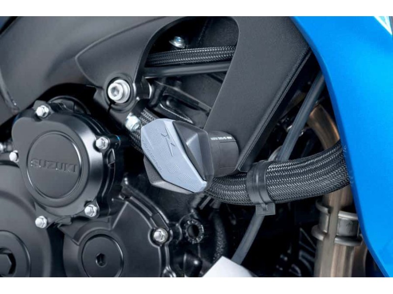 Frame sliders PUIG R12 7721N black with grey rubber Frame sliders PUIG R12 7721N black with grey rubber