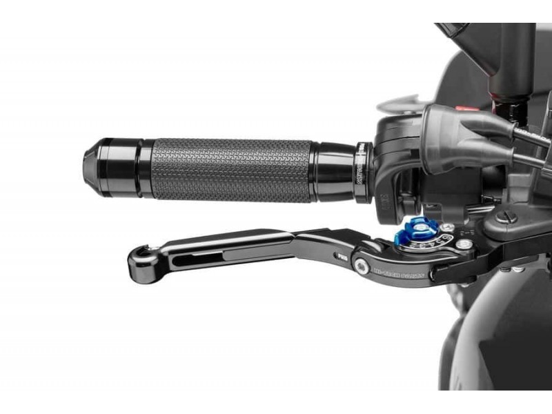 Brake lever without adapter PUIG 19NNA extendable folding negru/albastru
