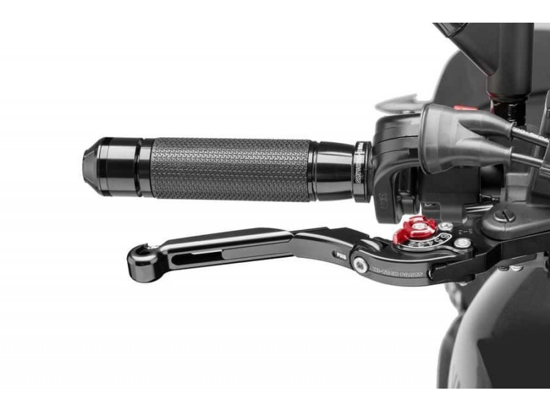 Brake lever without adapter PUIG 19NNR extendable folding negru/rosu