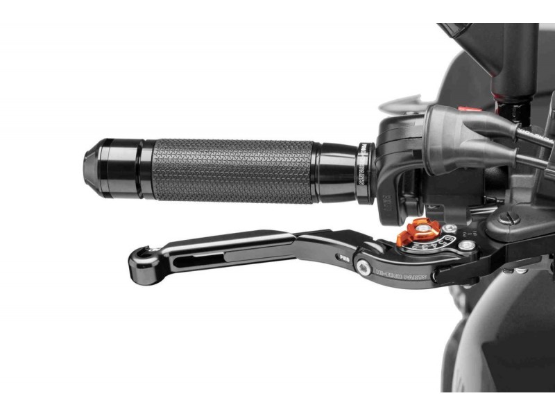 Brake lever without adapter PUIG 19NNT extendable folding black/orange