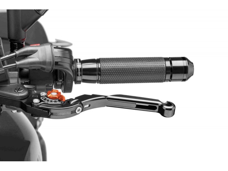 Clutch lever without adapter PUIG 29NNT extendable folding black/orange