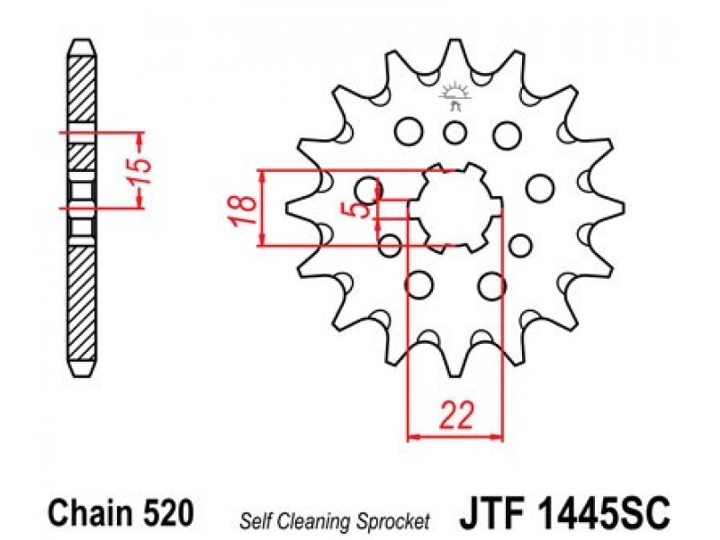 Pinion fata JT JTF 1445-13SC 13T, 520 Self Cleaning Lightweight