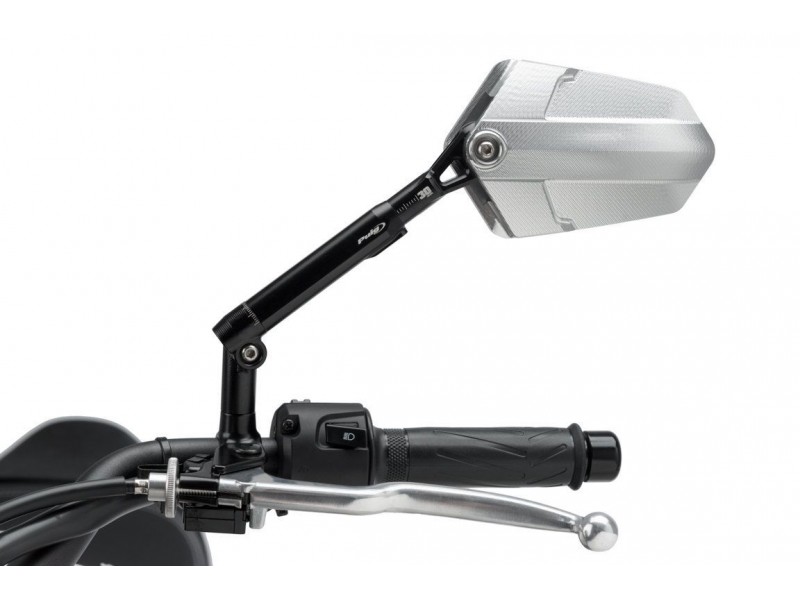 Oglinda retrovizoare PUIG Xplorer 014ND black / anodized aluminium stanga