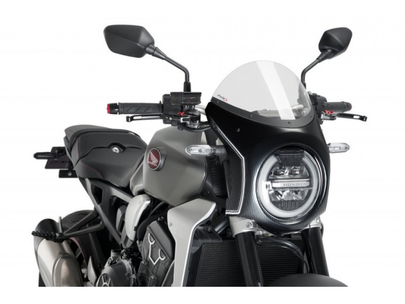 Windshield PUIG SEMI-FAIRING 3143W carbon look transparent