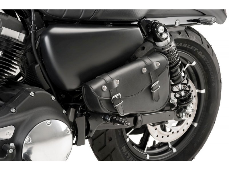 Leather saddlebag CUSTOMACCES DETROIT AP0003N Negru stanga
