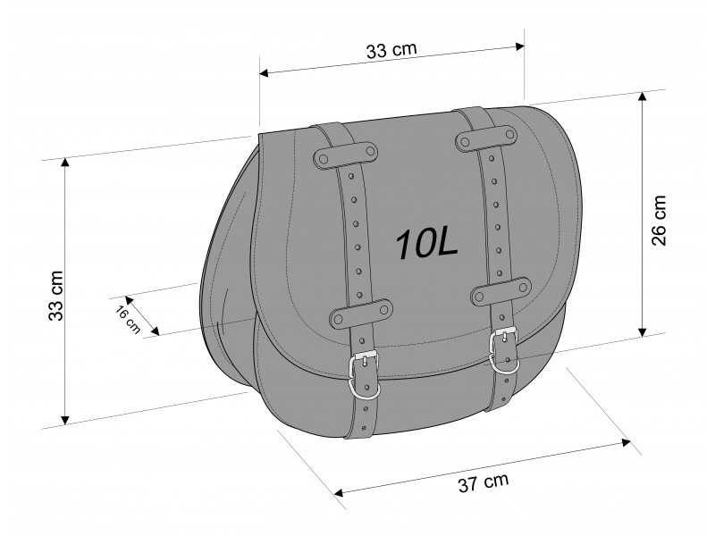 Leather saddlebag CUSTOMACCES HD AP0009N Negru stanga