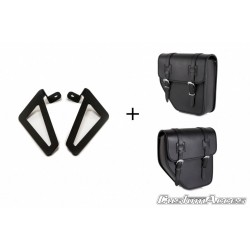 Leather saddlebag CUSTOMACCES IBIZA API002N Negru pair, with universal support Leather saddlebag CUSTOMACCES IBIZA API002N Negru pair, with universal support
