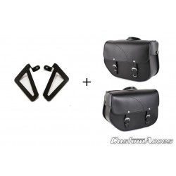 Leather saddlebag CUSTOMACCES SANT LOUIS APS002N Negru pair, with universal support Leather saddlebag CUSTOMACCES SANT LOUIS APS002N Negru pair, with universal support