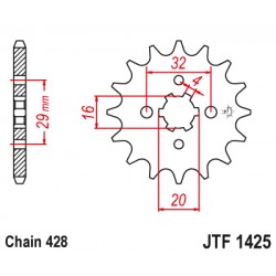 Pinion fata JT JTF 1425-14 14T, 428 Pinion fata JT JTF 1425-14 14T, 428