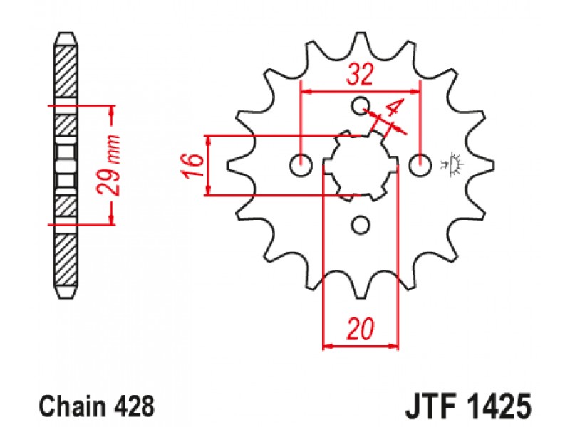 Pinion fata JT JTF 1425-14 14T, 428