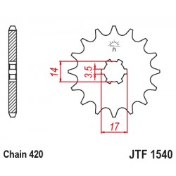 Pinion fata JT JTF 1540-14 14T, 420 Pinion fata JT JTF 1540-14 14T, 420