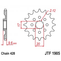 Pinion fata JT JTF 1905-14 14T, 428 Pinion fata JT JTF 1905-14 14T, 428