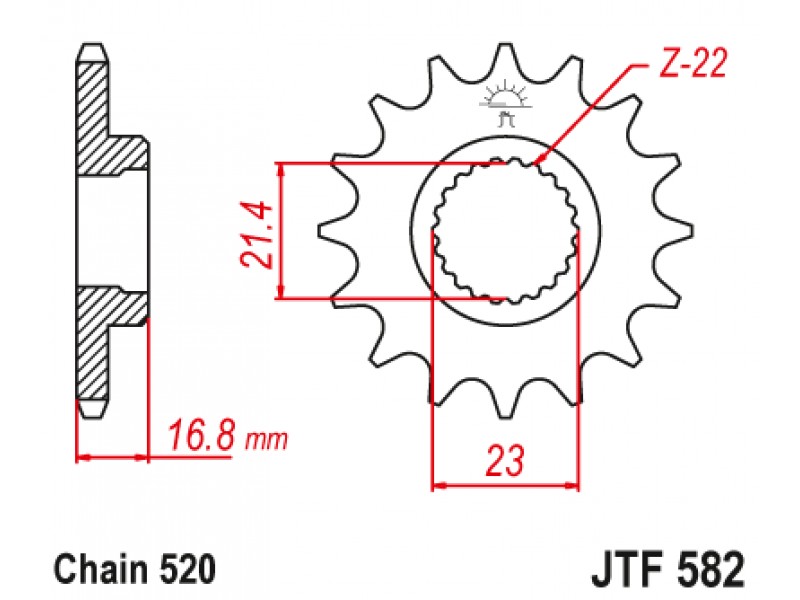Pinion fata JT JTF 582-15 15T, 520 Pinion fata JT JTF 582-15 15T, 520