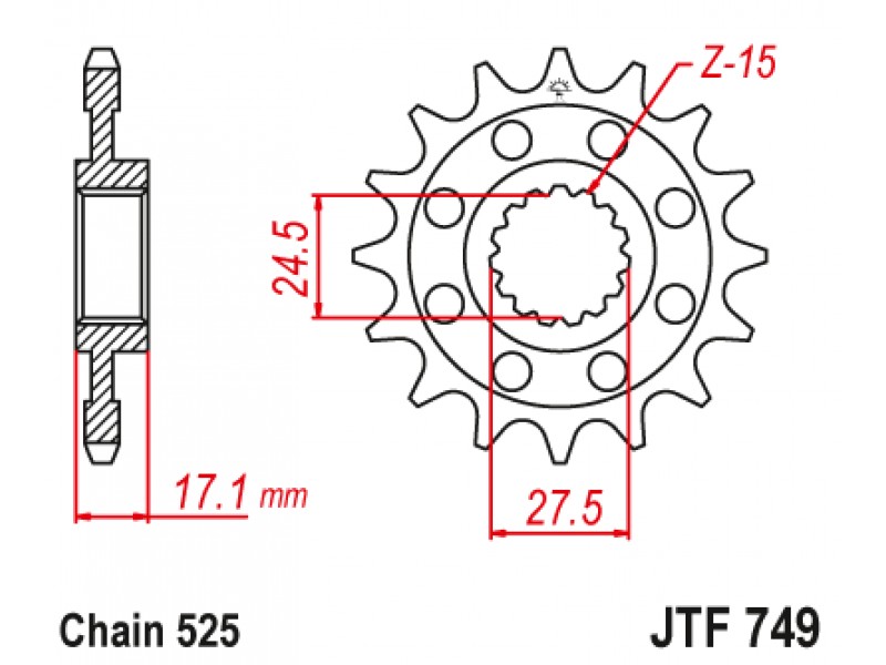 Pinion fata JT JTF 749-16 16T, 525