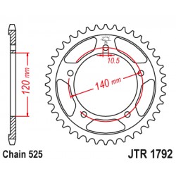 Foaie spate JT JTR 1792-45ZBK 45T, 525 Black Zinc Foaie spate JT JTR 1792-45ZBK 45T, 525 Black Zinc