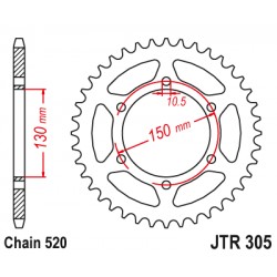 Foaie spate JT JTR 305-46ZBK 46T, 520 Black Zinc Foaie spate JT JTR 305-46ZBK 46T, 520 Black Zinc