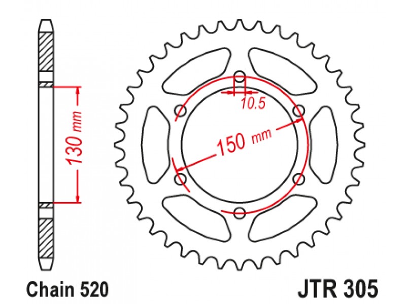 Foaie spate JT JTR 305-46ZBK 46T, 520 Black Zinc Foaie spate JT JTR 305-46ZBK 46T, 520 Black Zinc