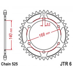 Foaie spate JT JTR 6-42ZBK 42T, 525 Black Zinc Foaie spate JT JTR 6-42ZBK 42T, 525 Black Zinc