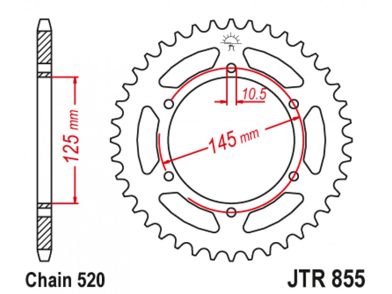 Foaie spate JT JTR 855-45ZBK 45T, 520 Black Zinc