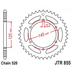 Foaie spate JT JTR 855-48ZBK 48T, 520 Black Zinc Foaie spate JT JTR 855-48ZBK 48T, 520 Black Zinc
