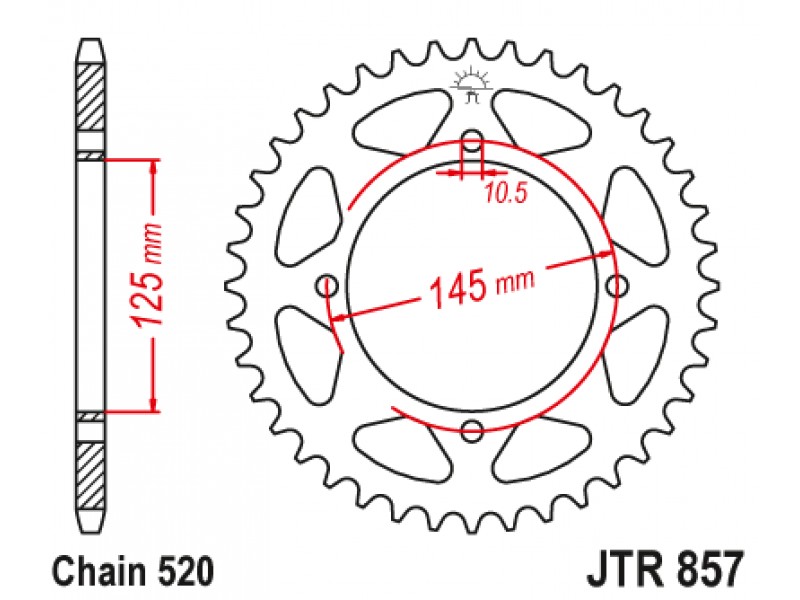 Foaie spate JT JTR 857-47ZBK 47T, 520 Black Zinc Foaie spate JT JTR 857-47ZBK 47T, 520 Black Zinc