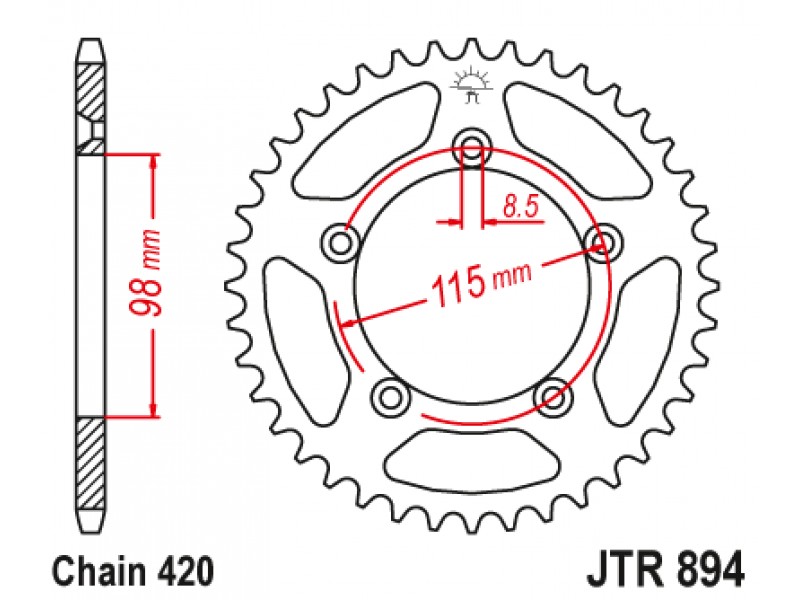 Foaie spate JT JTR 894-50ZBK 50T, 420 Black Zinc Foaie spate JT JTR 894-50ZBK 50T, 420 Black Zinc