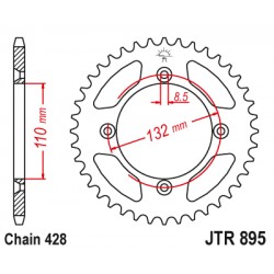 Foaie spate JT JTR 895-49ZBK 49T, 428 Black Zinc Foaie spate JT JTR 895-49ZBK 49T, 428 Black Zinc