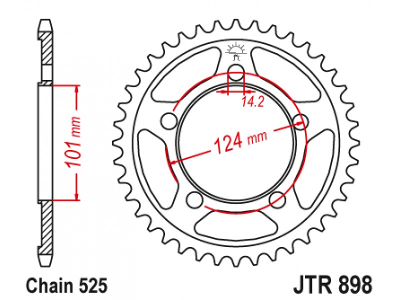 Foaie spate JT JTR 898-38ZBK 38T, 525 Black Zinc Foaie spate JT JTR 898-38ZBK 38T, 525 Black Zinc