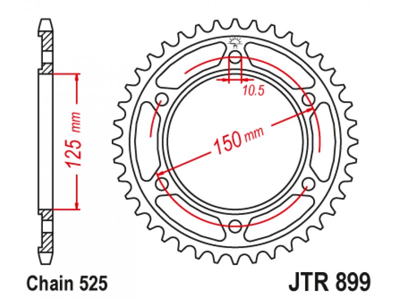 Foaie spate JT JTR 899-42ZBK 42T, 525 Black Zinc