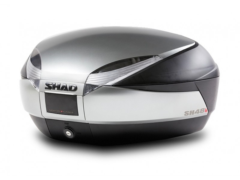 Top case SHAD SH48 D0B48406R New Titanium with backrest, carbon cover and PREMIUM SMART lock