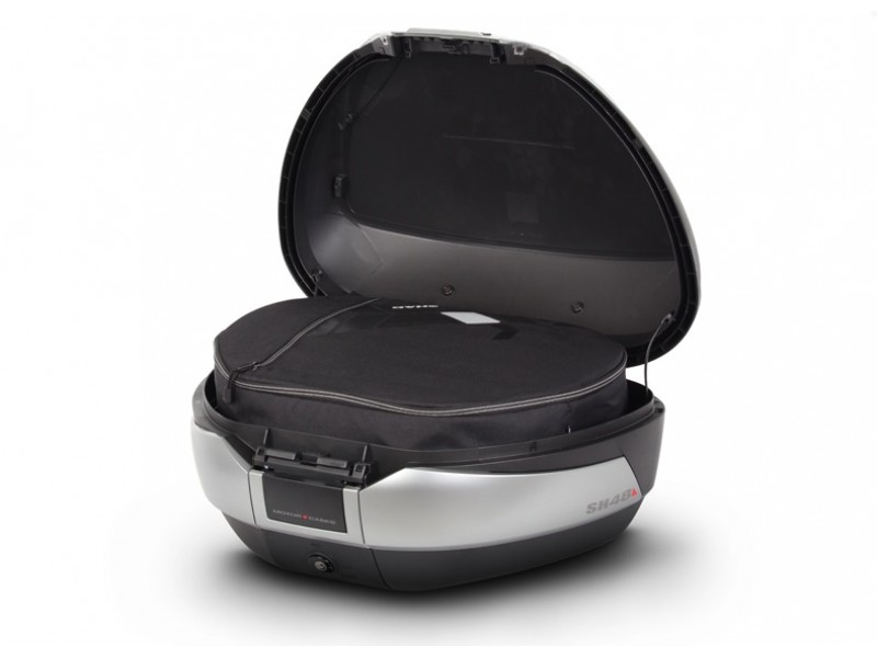 Top case SHAD SH48 D0B48406R New Titanium with backrest, carbon cover and PREMIUM SMART lock