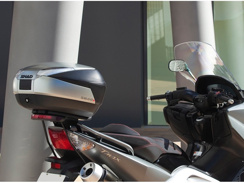 Top case SHAD SH48 D0B48406R New Titanium with backrest, carbon cover and PREMIUM SMART lock