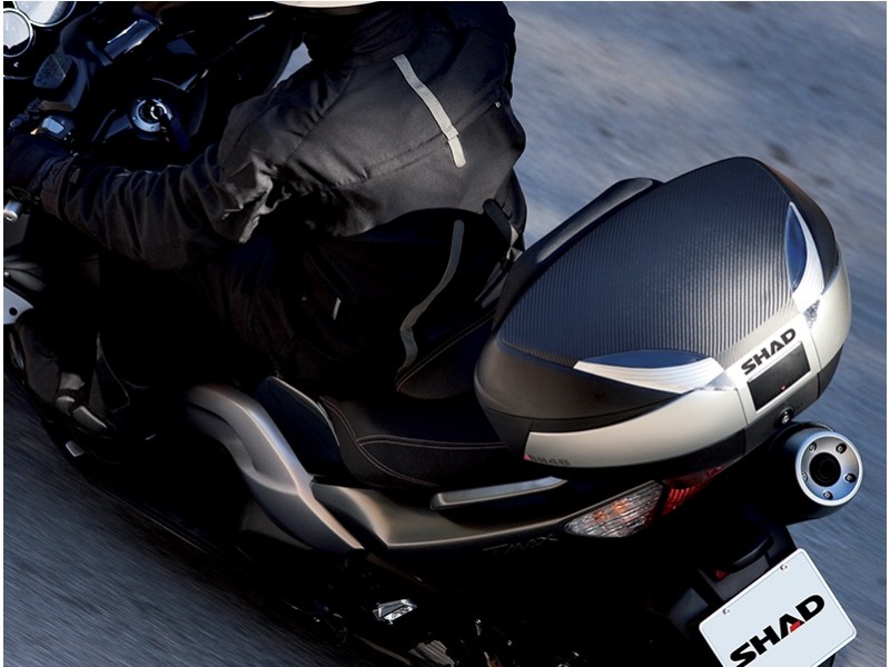 Top case SHAD SH48 D0B48406R New Titanium with backrest, carbon cover and PREMIUM SMART lock