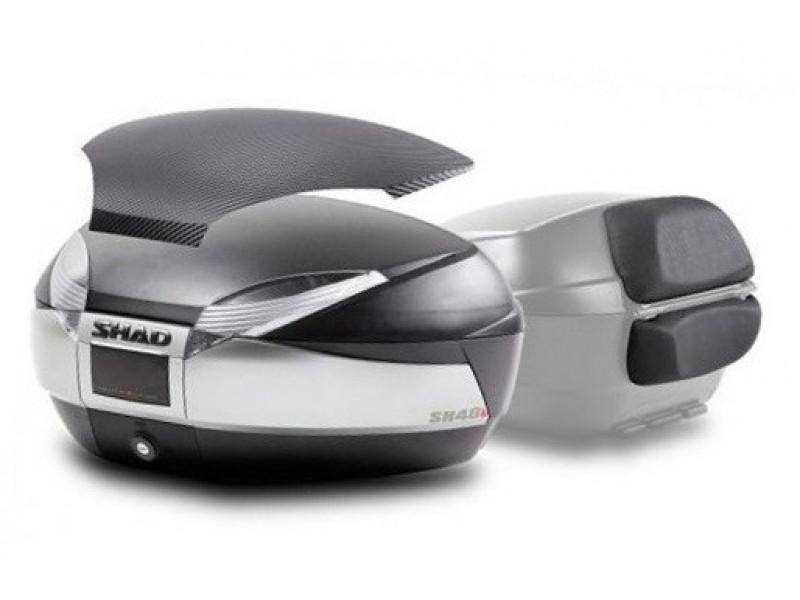 Top case SHAD SH48 D0B48406R New Titanium with backrest, carbon cover and PREMIUM SMART lock