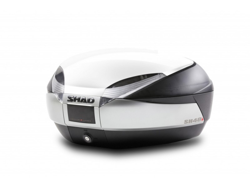 Top case cu capac colorat SHAD SH48 Alb with PREMIUM SMART lock