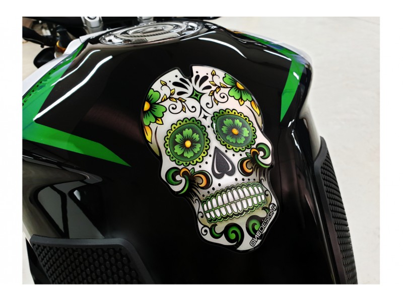 Tank pad PUIG SKULL 3673V verde