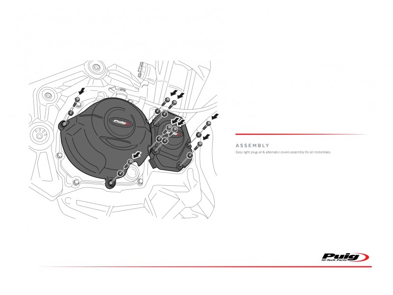 Engine protective covers PUIG 20169N Negru included right, left and alternator caps
