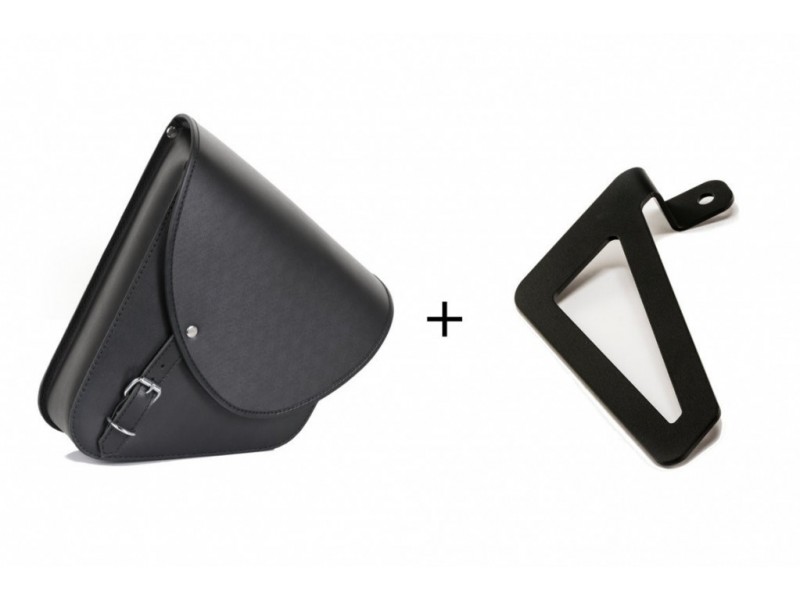 Leather saddlebag CUSTOMACCES BARCELONA APS006N Negru right, with universal support