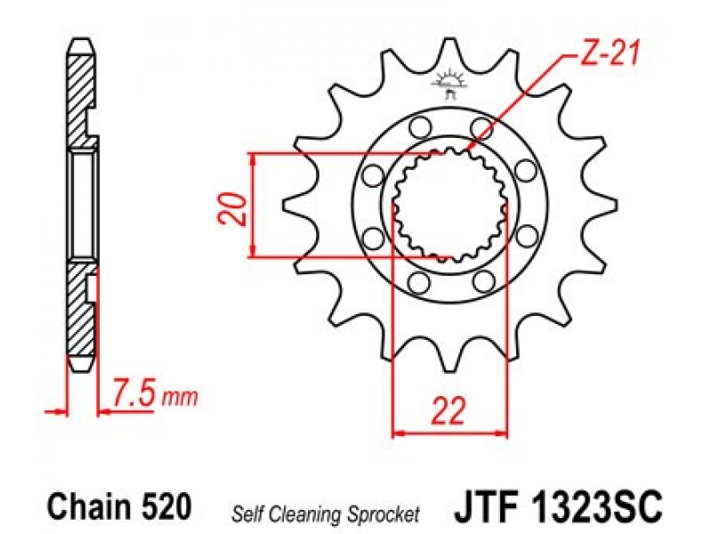 Pinion fata JT JTF 1323-13SC 13T, 520 Self Cleaning Lightweight Pinion fata JT JTF 1323-13SC 13T, 520 Self Cleaning Lightweight