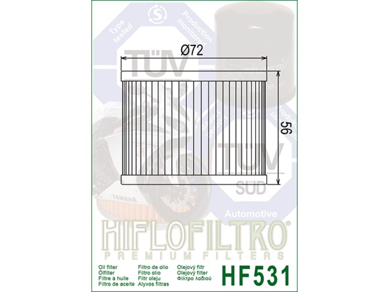 Filtru de ulei HIFLOFILTRO HF531 Filtru de ulei HIFLOFILTRO HF531